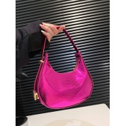 Pink Leather Hobo Tote Bag