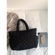 Black Patent Quilted Tote Bag