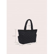 Black Patent Quilted Tote Bag