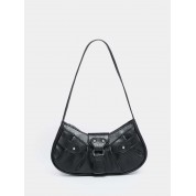 Black Leather Studded Shoulder Bag