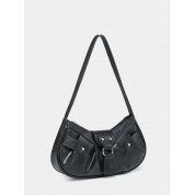 Black Leather Studded Shoulder Bag