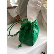 Soft Leather Drawstring Bucket Bag