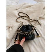 Quilted Leather Shoulder Bag With Chain Strap