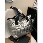 Large Black Quilted Tote Bag