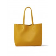 Large Yellow Leather Tote Bag