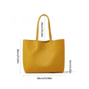 Large Yellow Leather Tote Bag