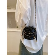 Quilted Leather Shoulder Bag With Chain Strap