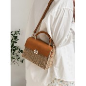 New Look Straw Striped Beach Bag