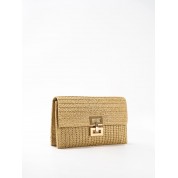 Purple Straw Woven Clutch Bag