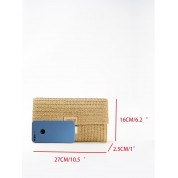 Purple Straw Woven Clutch Bag