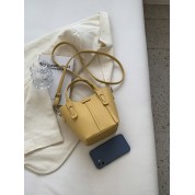 Straw And Leather Bucket Bag