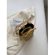 Straw And Leather Bucket Bag