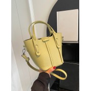 Straw And Leather Bucket Bag