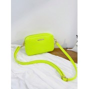 Yellow Embossed Leather Bucket Bag