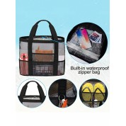 Canvas Tote Bag With Zipper And Pockets