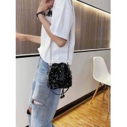 Ladies Black Drawstring Bucket Bag