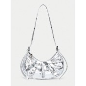 White Leather Studded Tote Bag