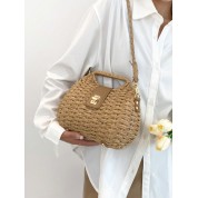 Square Top Handle Straw Bag