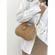 Square Top Handle Straw Bag