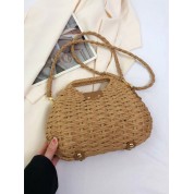 Square Top Handle Straw Bag