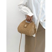 Square Top Handle Straw Bag