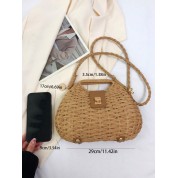 Square Top Handle Straw Bag