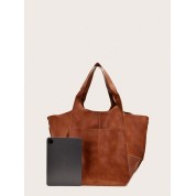 Leather Tote Bag With Front Pocket