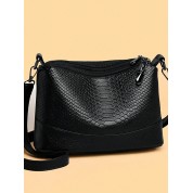 Black Leather Crossbody Bucket Bag