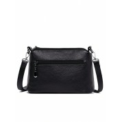 Black Leather Crossbody Bucket Bag