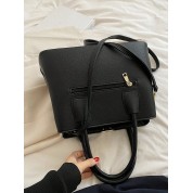 Black Tote Bag With Brown Leather Handle