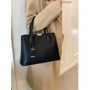 Black Tote Bag With Brown Leather Handle