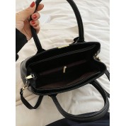 Black Tote Bag With Brown Leather Handle