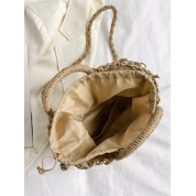 Medium Drawstring Leather Bucket Bag