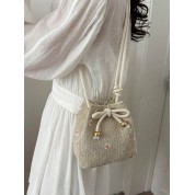 Floral Embroidered Straw Tote Bag