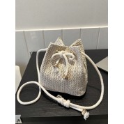 Mini Drawstring Leather Bucket Bag