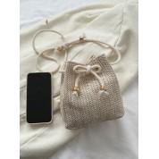 Mini Drawstring Leather Bucket Bag