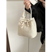 Mini Drawstring Leather Bucket Bag