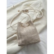 Mini Drawstring Leather Bucket Bag