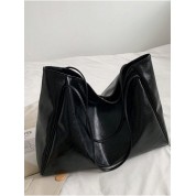 Plain Black Leather Tote Bag