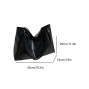 Plain Black Leather Tote Bag