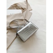 Silver Metallic Leather Crossbody Bag