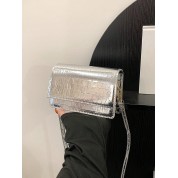 Silver Metallic Leather Crossbody Bag