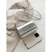 Silver Metallic Leather Crossbody Bag