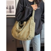 Vintage Canvas And Leather Tote Bag