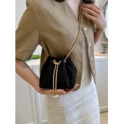 Black Bucket Drawstring Crossbody Bag