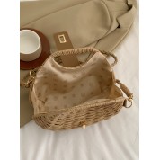 Square Top Handle Straw Bag