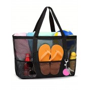 Canvas Tote Bag With Zipper And Pockets