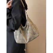 Black Leather Large Shoulder Bag