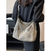 Black Leather Large Shoulder Bag