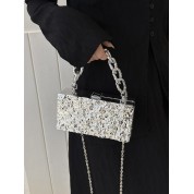 Black Shoulder Bag Silver Chain